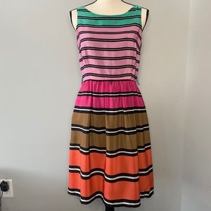 Donna Ricco Fit and Flare casual stripe petite dress 6P